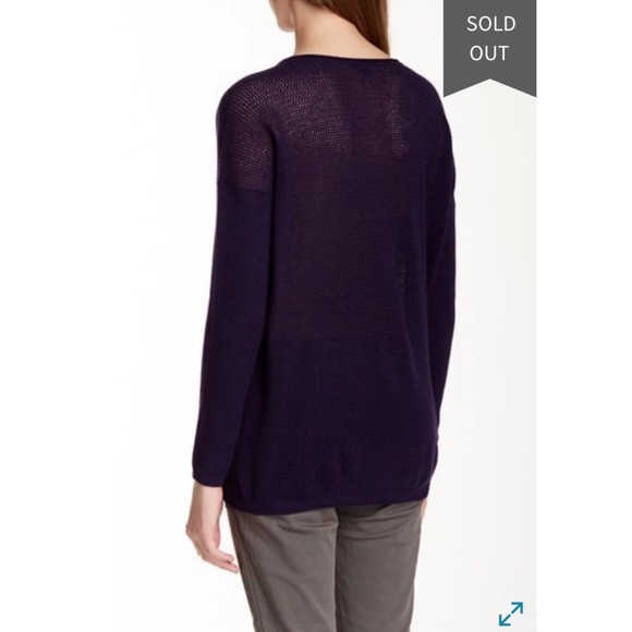 Vince Perforated Cashmere Sweater in Grape - Picture 2 of 8
